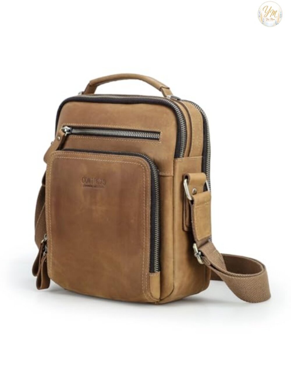 Crazy Horse Cowhide Leather Messenger Bag Crossbody Shoulder Bag for Men
